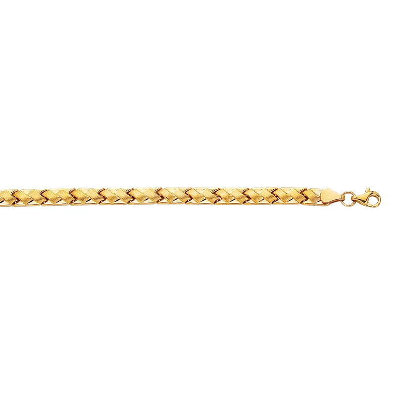 14K Gold Satin X Stampato Bracelet