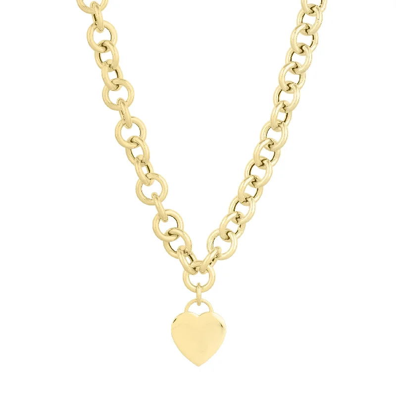 14K Heart Tag & Rolo Link Bracelet