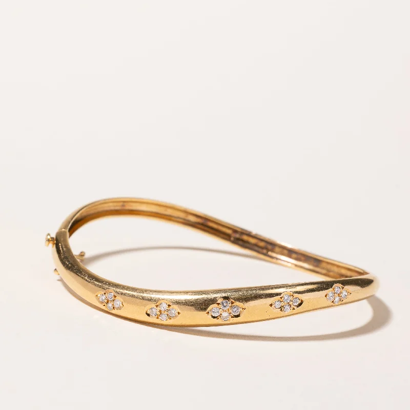 18k Yellow Gold Diamond Bangle Bracelet | 0.27ctw