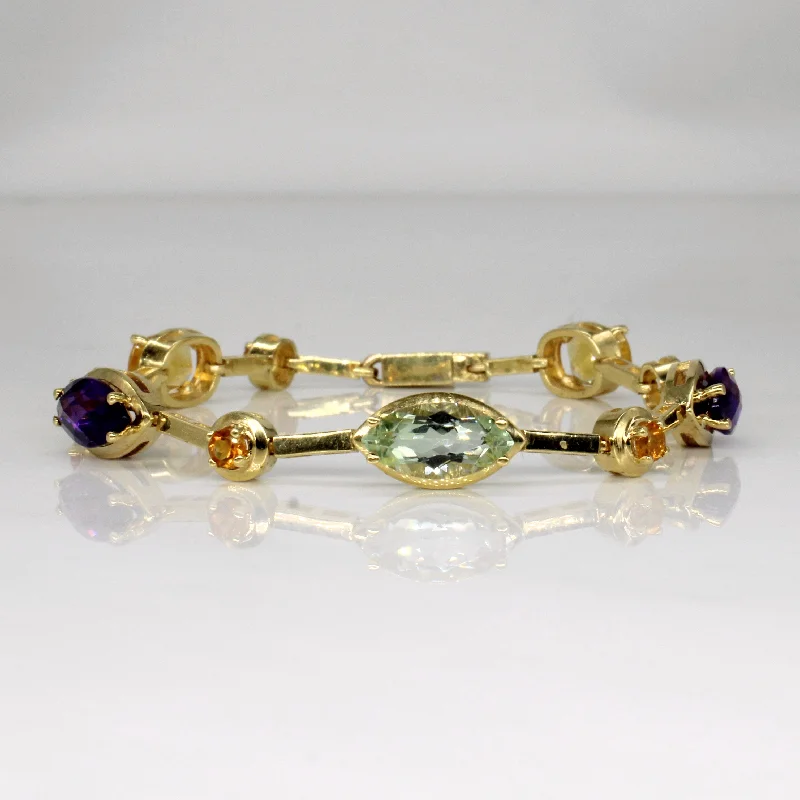 18k Yellow Gold Multi Gem Bracelet | 7.32ctw | 6.5"