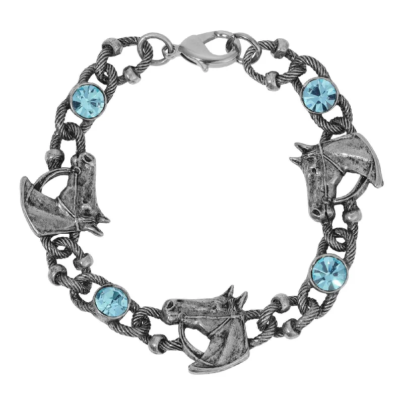 1928 Jewelry Equestrian Tide Rope Crystal Link Bracelet