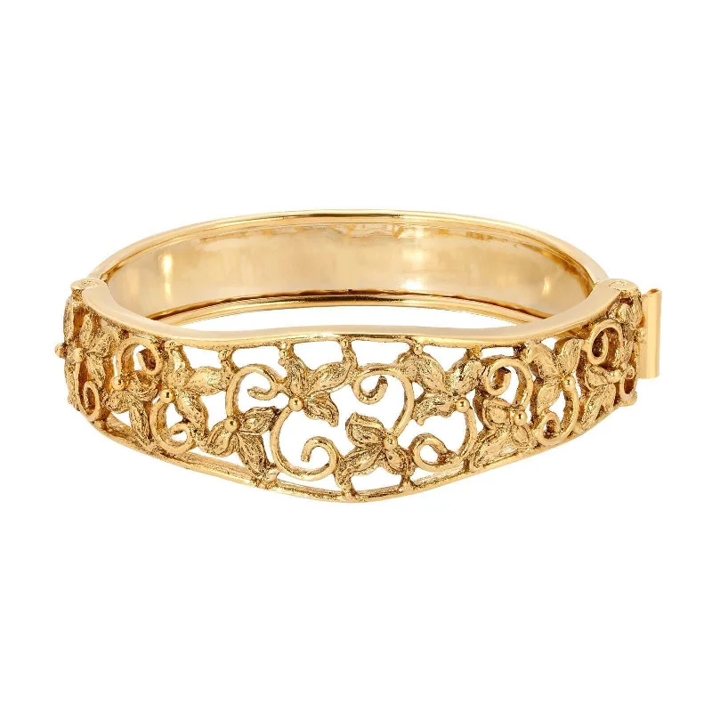 1928 Jewelry Gold Floral Hinge Bracelet