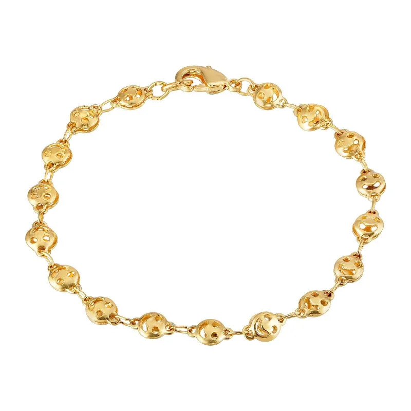 1928 Jewelry Gold Happy Face Chain Bracelet