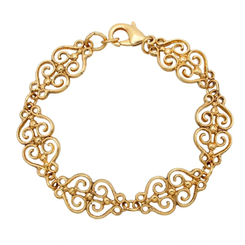 1928 Jewelry Gold Heart Filigree Bracelet