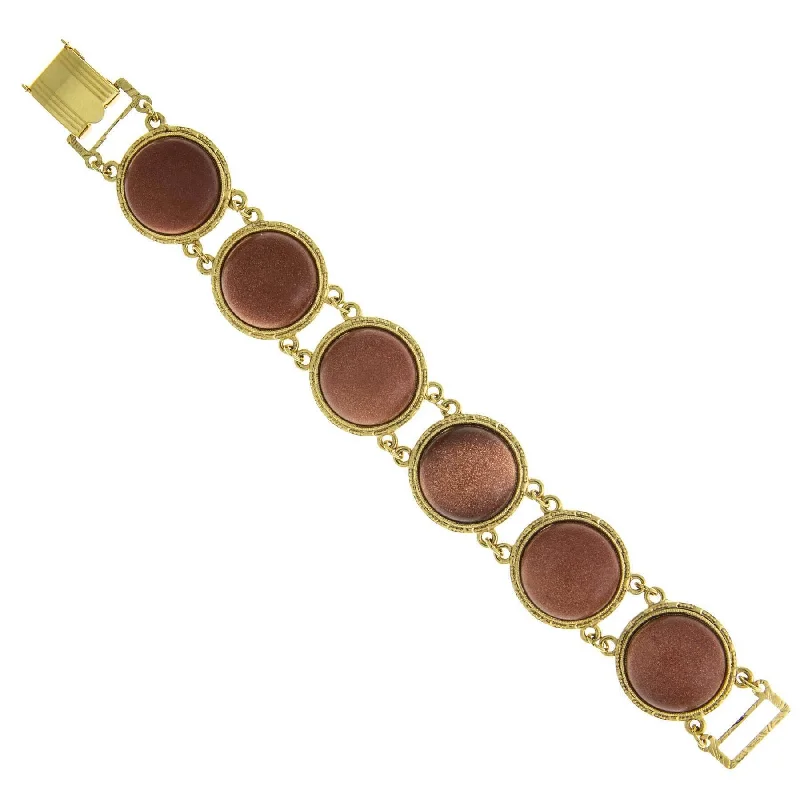 1928 Jewelry Goldstone Semi Precious Link Bracelet