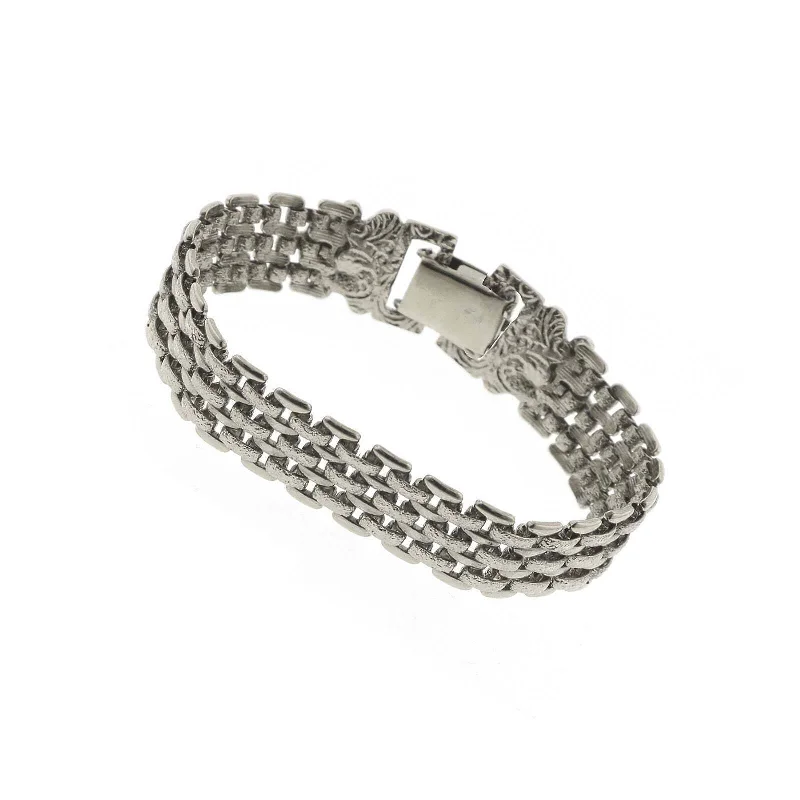 1928 Jewelry Silver Classic Textured Mesh Link Bracelet