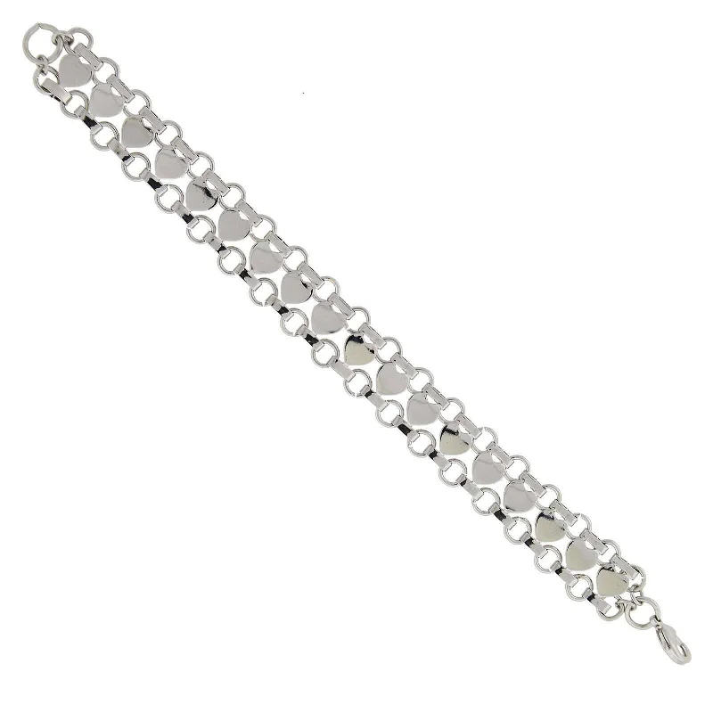 1928 Jewelry Silver Heart Link Bracelet