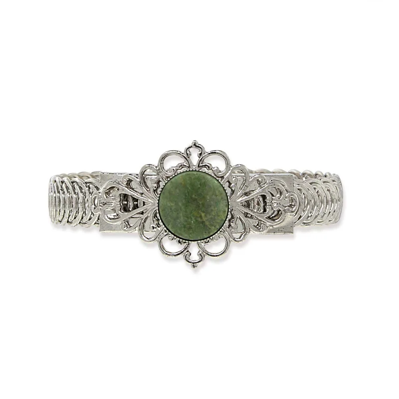 1928 Jewelry Genuine Jade Gemstone Belt Bracelet