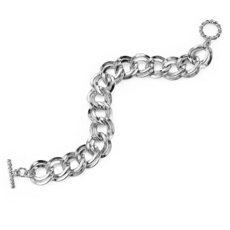 2028 Jewelry Silver Curb Link Chain Toggle Bracelet