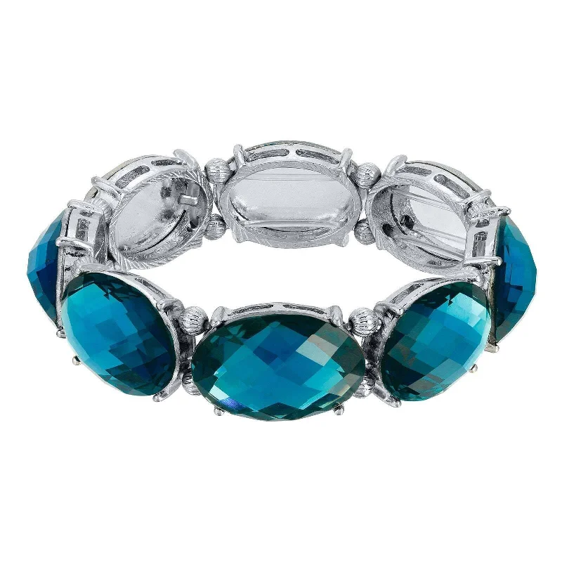 2028 Jewelry Oval Faceted Stretch Bracelet