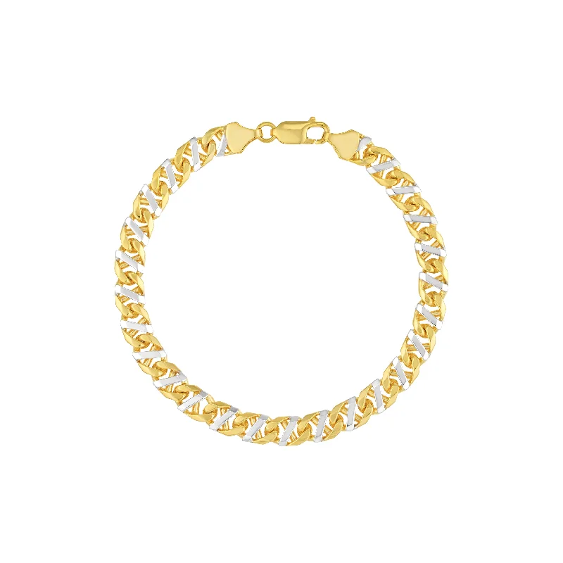 7mm Two-Tone Mens Mariner Chain Bracelet