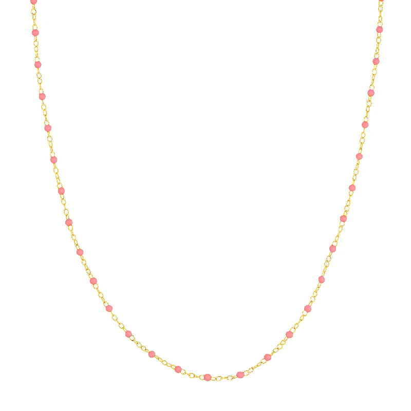 Baby Pink Enamel Bead Piatto Chain