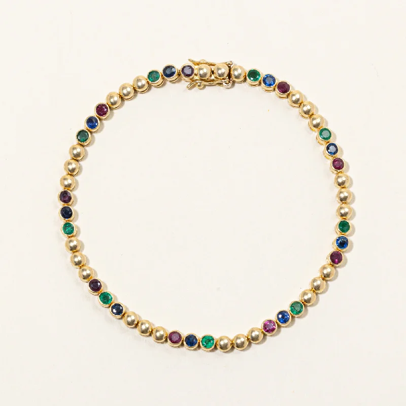 Bezel Set Multi Gem Bracelet | 1.75ctw | 7" |