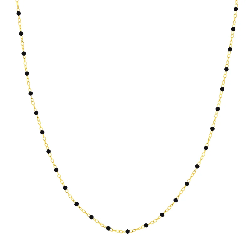 Black Enamel Bead Piatto Chain