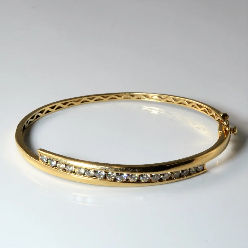 Channel Set Diamond Bypass Bangle | 1.50ctw | 7.5"|