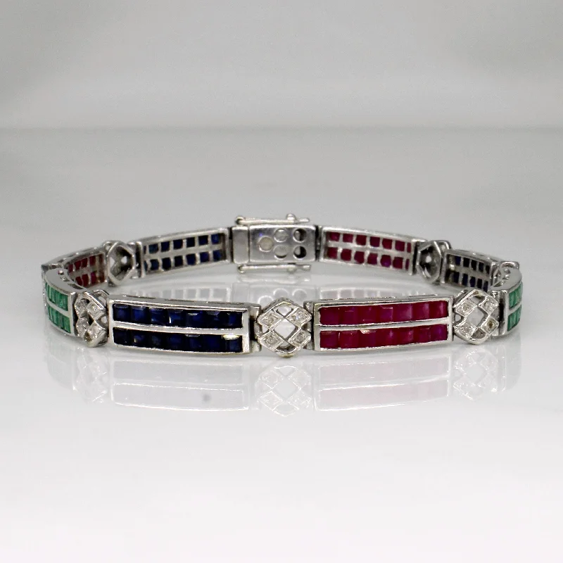 Channel Set Multi Gem Bracelet | 6.08ctw | 7.25" |