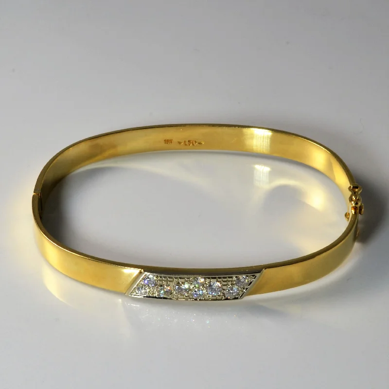 Cluster Diamond Solid Gold Bangle | 8"|