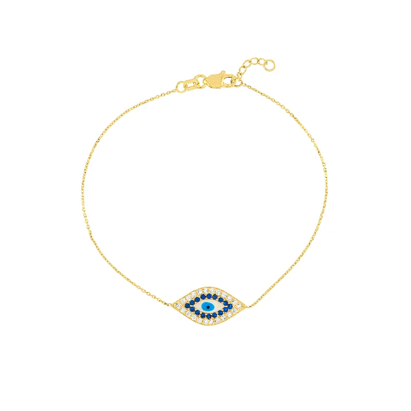 CZ-Lined Evil Eye Adjustable Bracelet