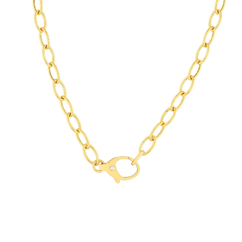 Diamond Pear Lock Oval Link Chain