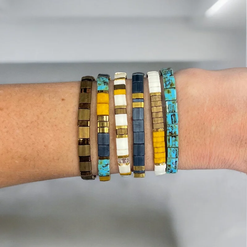 JOURNEY- 6 Tila Bead Bracelet Stack