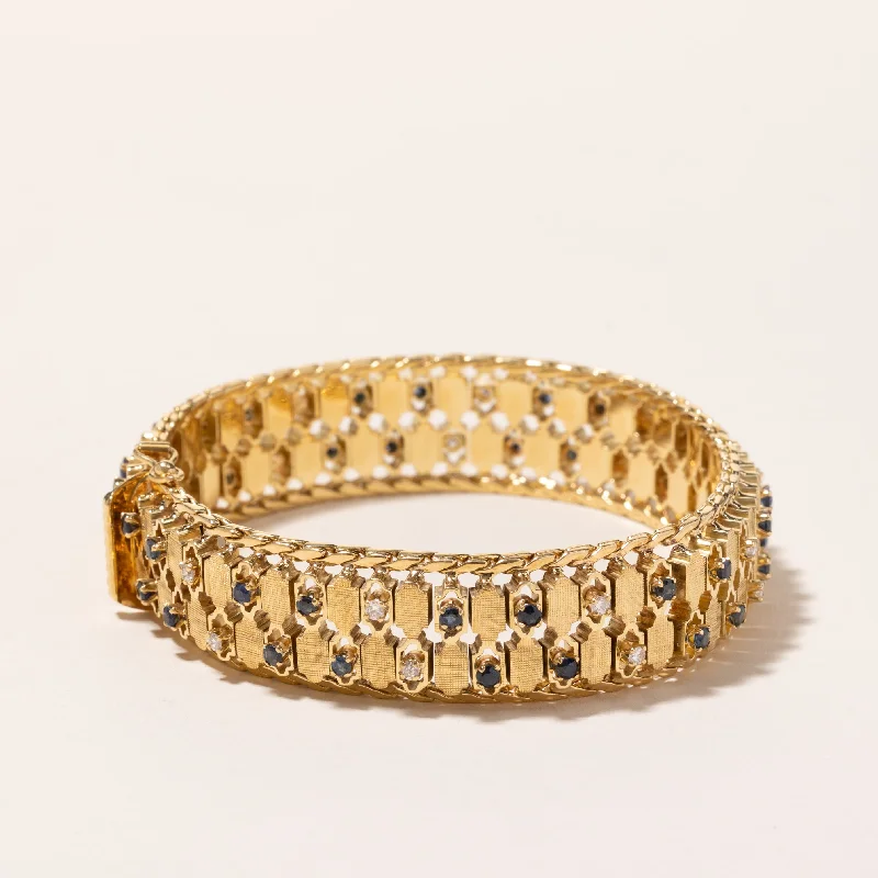 18k Yellow Gold Sapphire and Diamond Bracelet | 2.43ctw, 0.54ctw | 7.5"