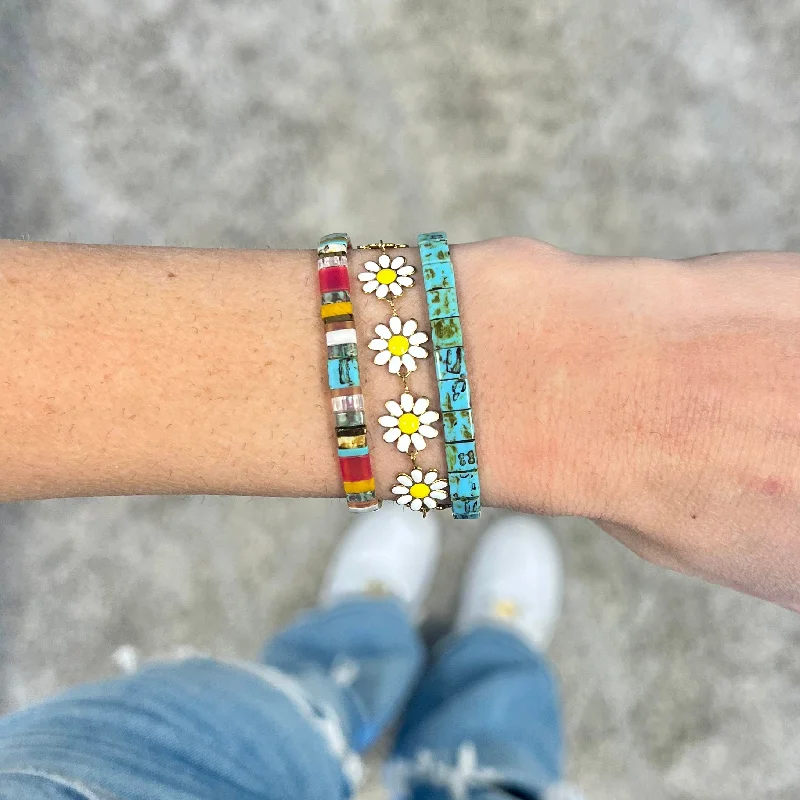 LAZY DAISY - 3 Tila Bead Bracelet Stack