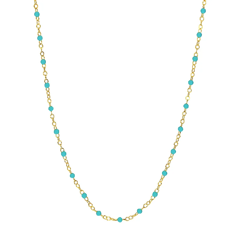 Light Turquoise Enamel Bead on Piatto Chain