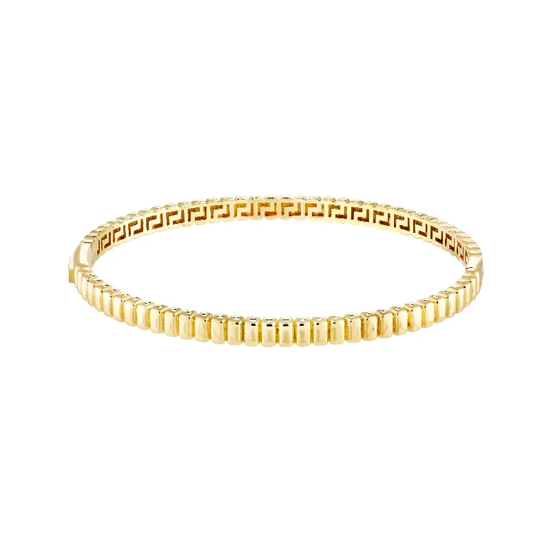 Ribbed Hinge Bangle Bracelet