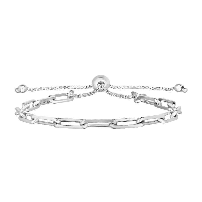 Silver 3.8mm Paperclip Link Friendship Bracelet