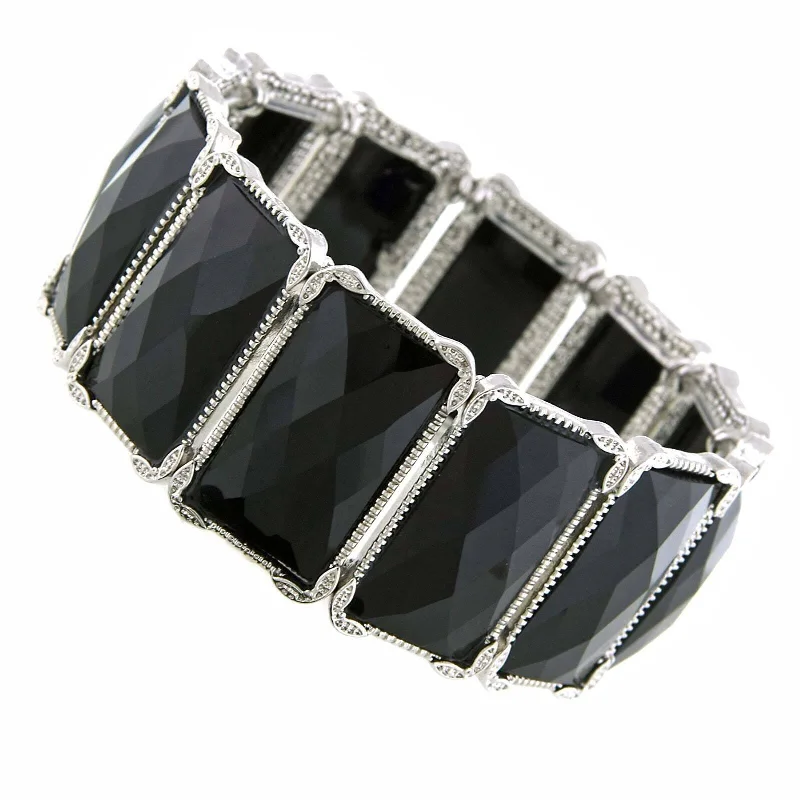 1928 Jewelry Jet Rectangle Stretch Bracelet