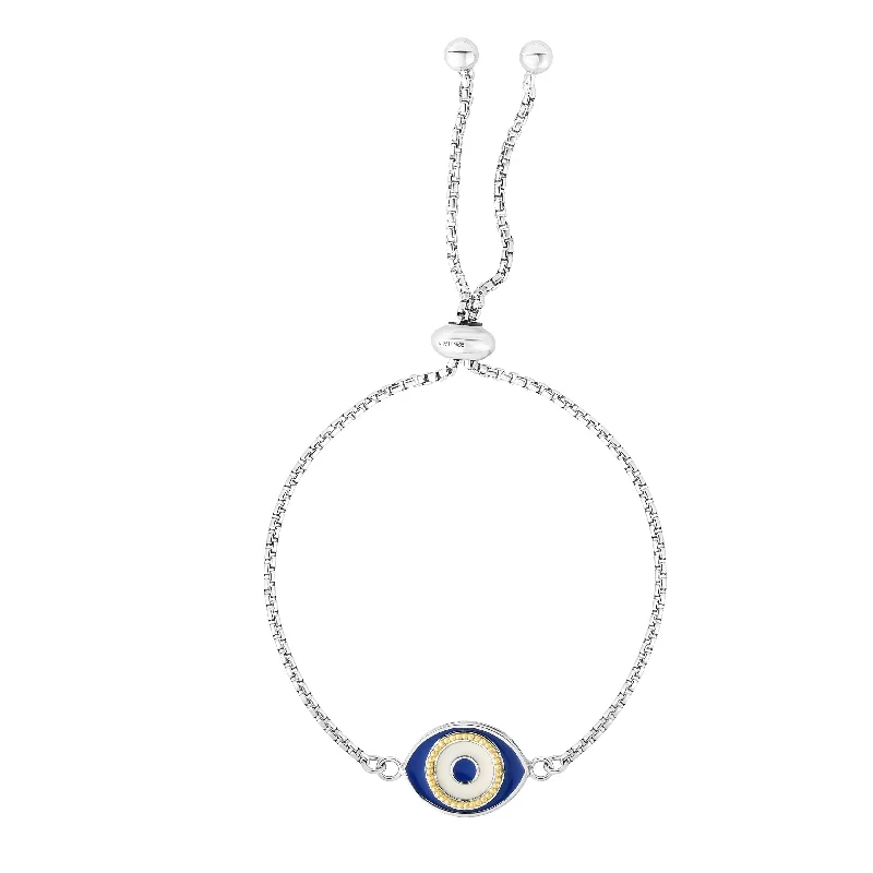 Sterling Silver Enamel Evil Eye Friendship Bracelet