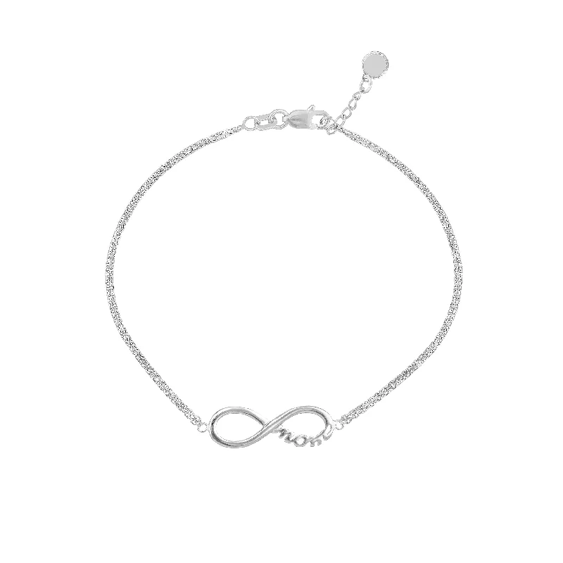 Sterling Silver Infinity Symbol Mom Adjustable Bracelet