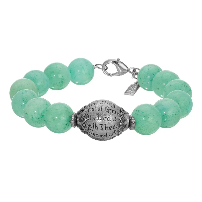 Symbols Of Faith Round Gemstone Prayer Bead Bracelet