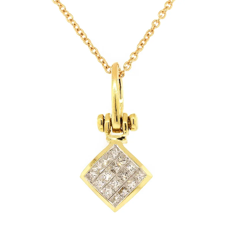 Invisible-set Princess Cut Diamond Pendant