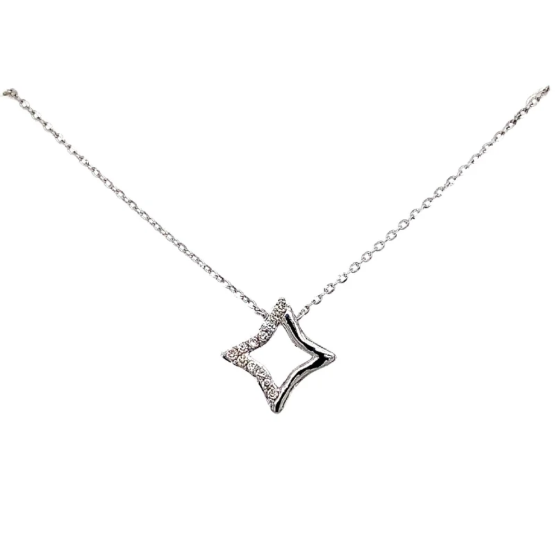 14K White Gold Geometric Diamond Pendant