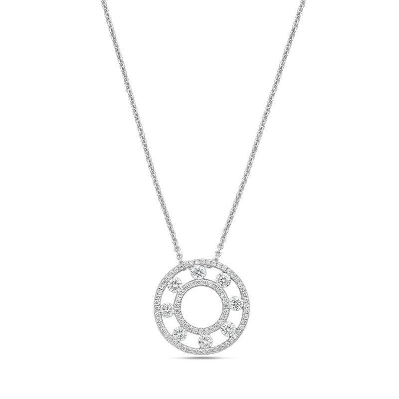 18k White Gold Floating Diamond Pendant