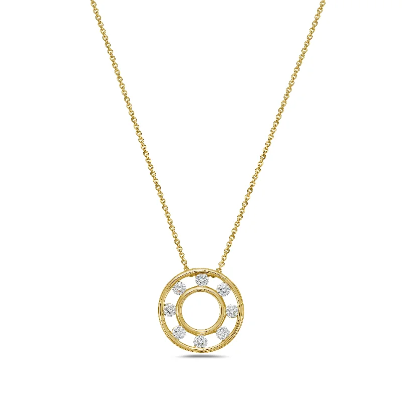 18k Yellow Gold Floating Diamond Pendant