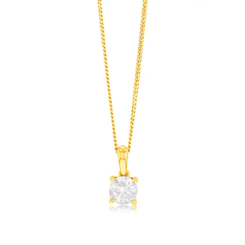 9ct Yellow Gold 3/4 Carat Diamond Pendant