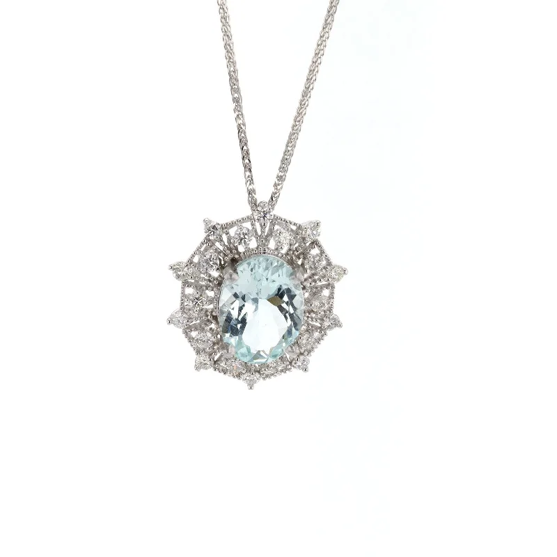 Aquamarine & Diamond Pendant