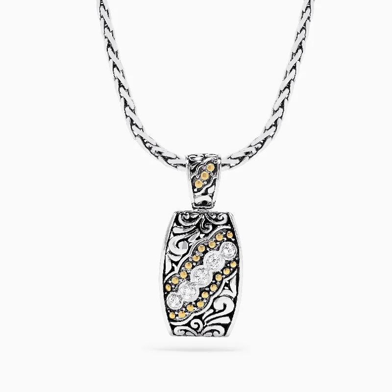 925 Sterling Silver and 18K Yellow Gold Diamond Pendant, 0.10 TCW