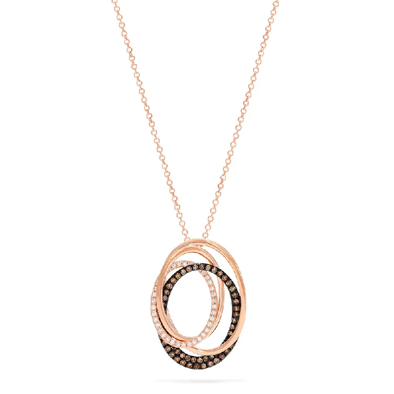 14K Rose Gold Espresso and White Diamond Pendant, 0.48 TCW