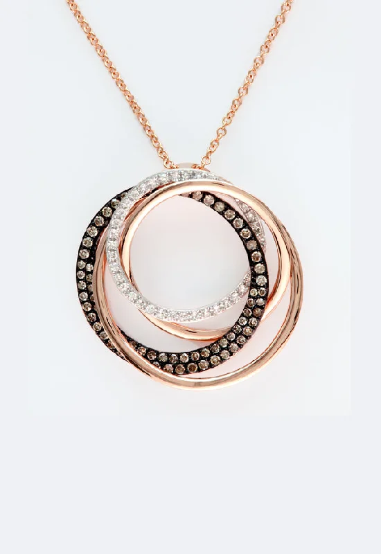 14K Rose Gold Espresso and White Diamond Pendant, 0.43 TCW