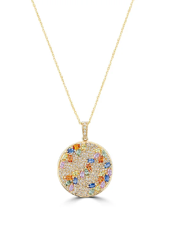 Watercolors 14K Yellow Gold Multi Sapphire & Diamond Pendant, 4.26 TCW