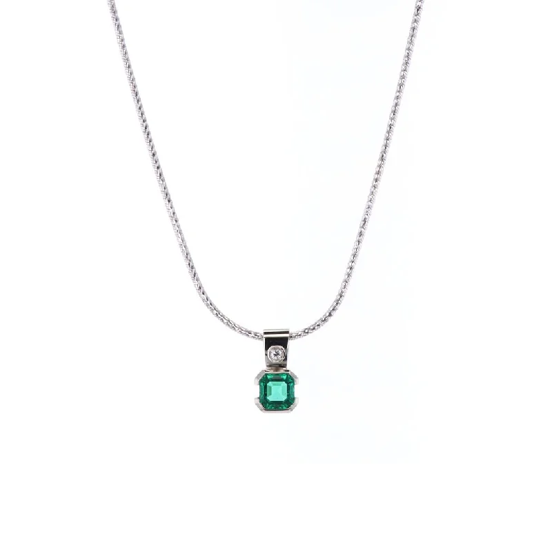 Emerald & Diamond Pendant Necklace