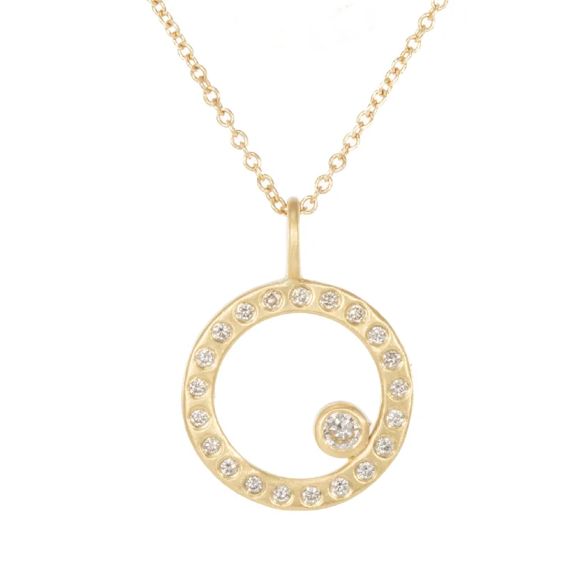 Everyday Scattered Diamond Pendant - 18ky Gold, Oxi Silver + Diamonds