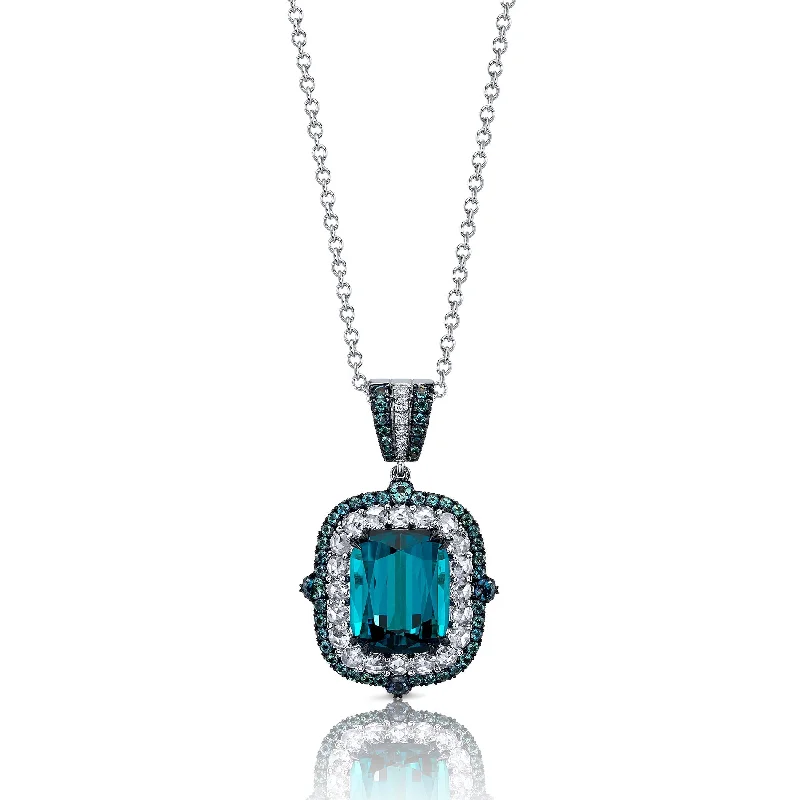 Platinum Tourmaline, Alexandrite & Diamond Pendant