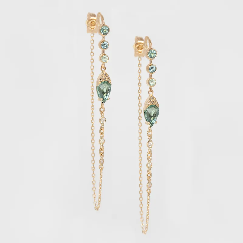 Tourmaline Morning Dew Chain Earrings