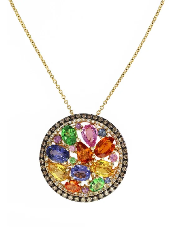 Watercolors Multi Sapphire & Diamond Pendant, 5.11 TCW