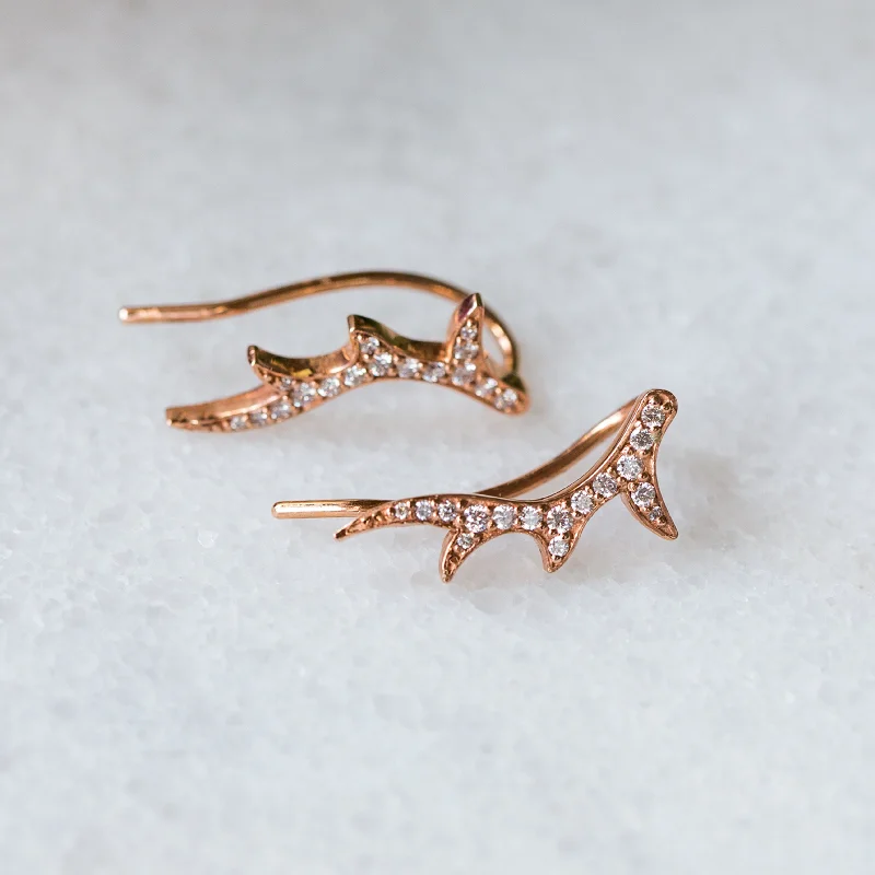 White Diamond Antler Ear Crawlers | 14-Karat